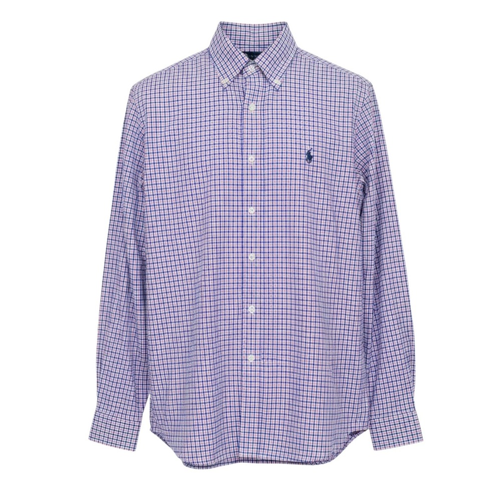 Ralph Lauren Men's Medium Shirt Button Down Pink White Blue Plaid Classic Preppy